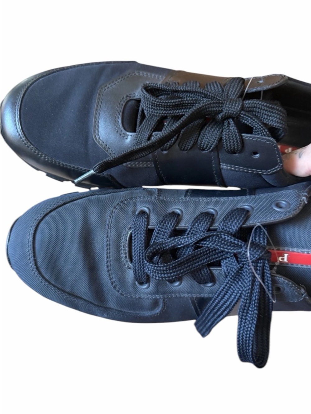 PRADA Sport Black Leather Textile Sneakers Men’s Low Top Lace Up 2718 AF  | 8.5 - Picture 9 of 11